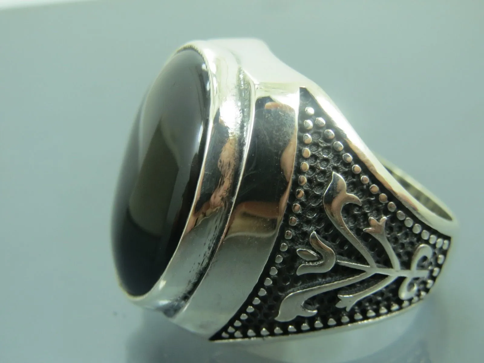 Turkish Handmade Jewelry 925 Sterling Silver Onyx Stone Mens Rings