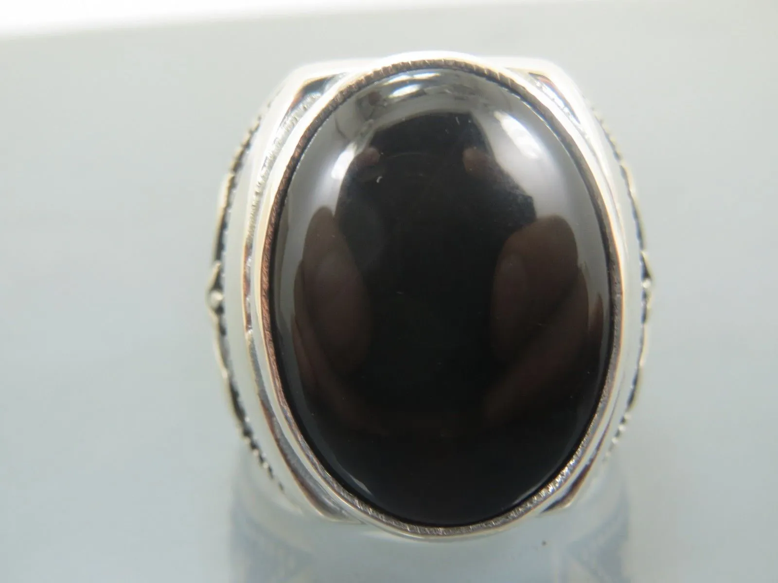 Turkish Handmade Jewelry 925 Sterling Silver Onyx Stone Mens Rings