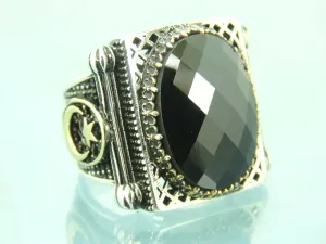 Turkish Handmade Jewelry 925 Sterling Silver Onyx Stone Mens Rings