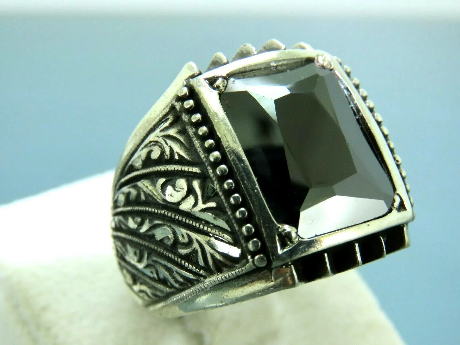 Turkish Handmade Jewelry 925 Sterling Silver Onyx Stone Mens Rings