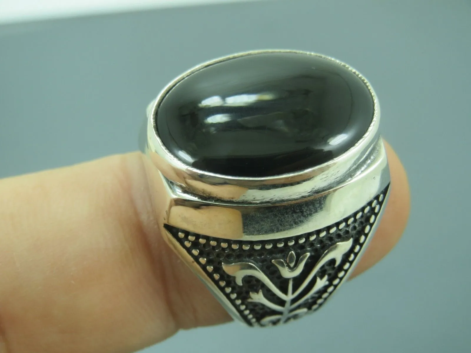 Turkish Handmade Jewelry 925 Sterling Silver Onyx Stone Mens Rings