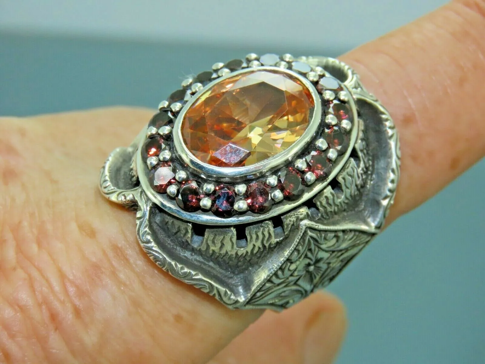 Turkish Handmade Jewelry 925 Sterling Silver Quartz Stone Mens Rings