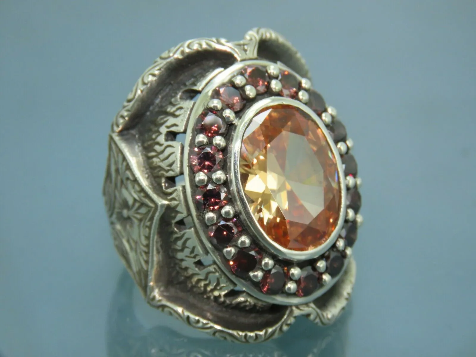 Turkish Handmade Jewelry 925 Sterling Silver Quartz Stone Mens Rings
