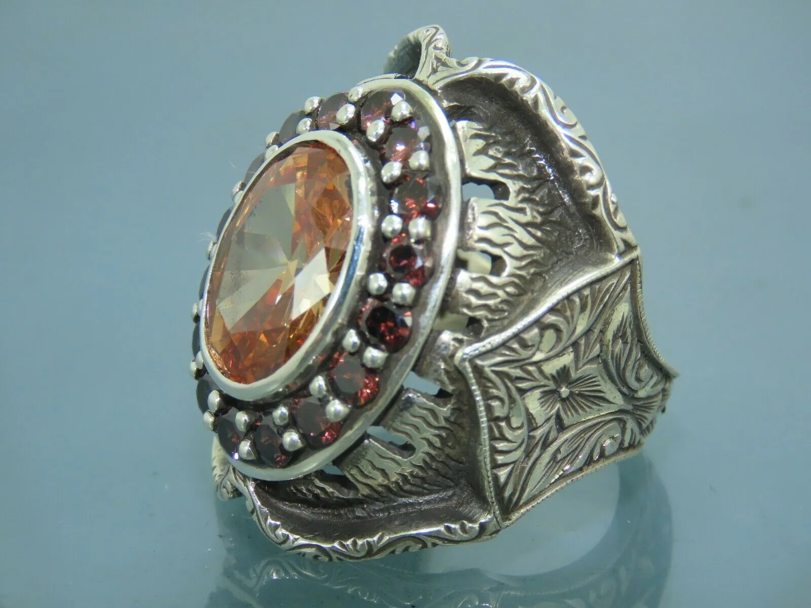 Turkish Handmade Jewelry 925 Sterling Silver Quartz Stone Mens Rings