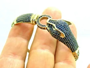 Turkish Handmade Jewelry 925 Sterling Silver Sapphire Stone Womens Bangle