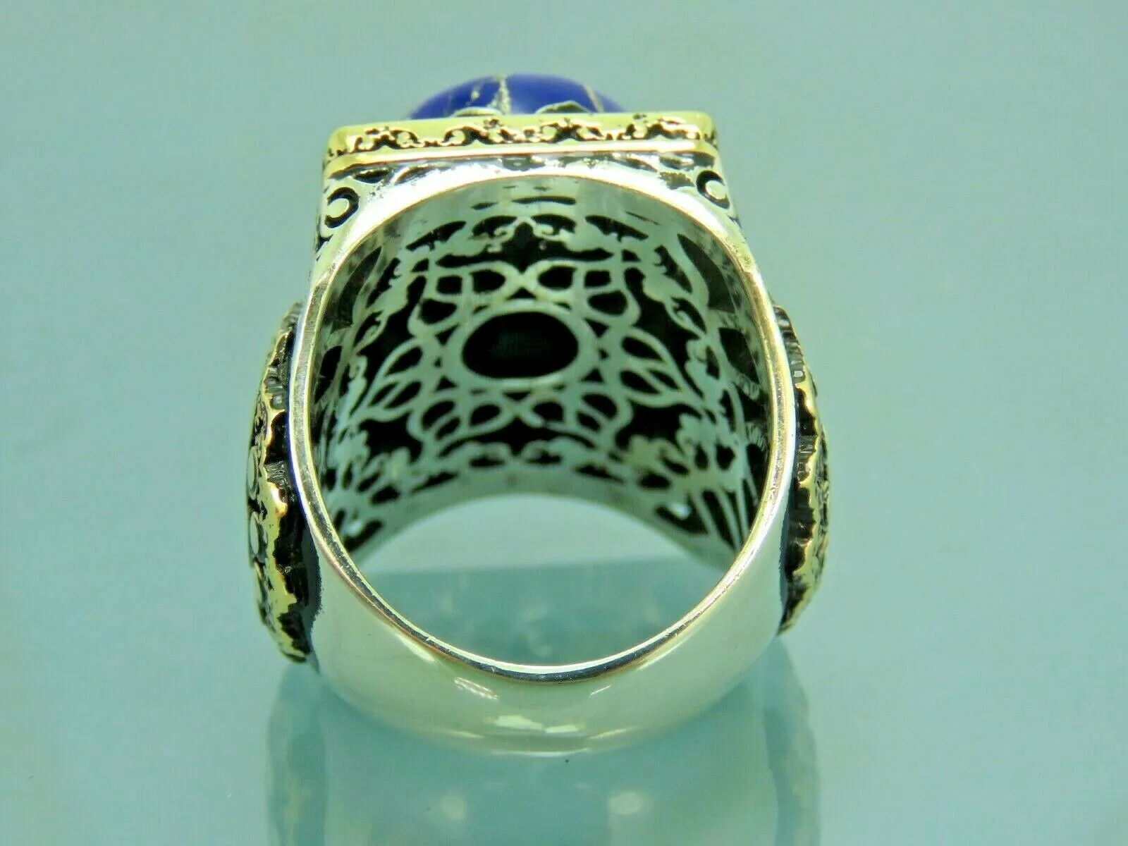 Turkish Handmade Jewelry 925 Sterling Silver Sodalite Stone Men's Rings