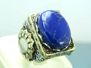 Turkish Handmade Jewelry 925 Sterling Silver Sodalite Stone Men's Rings