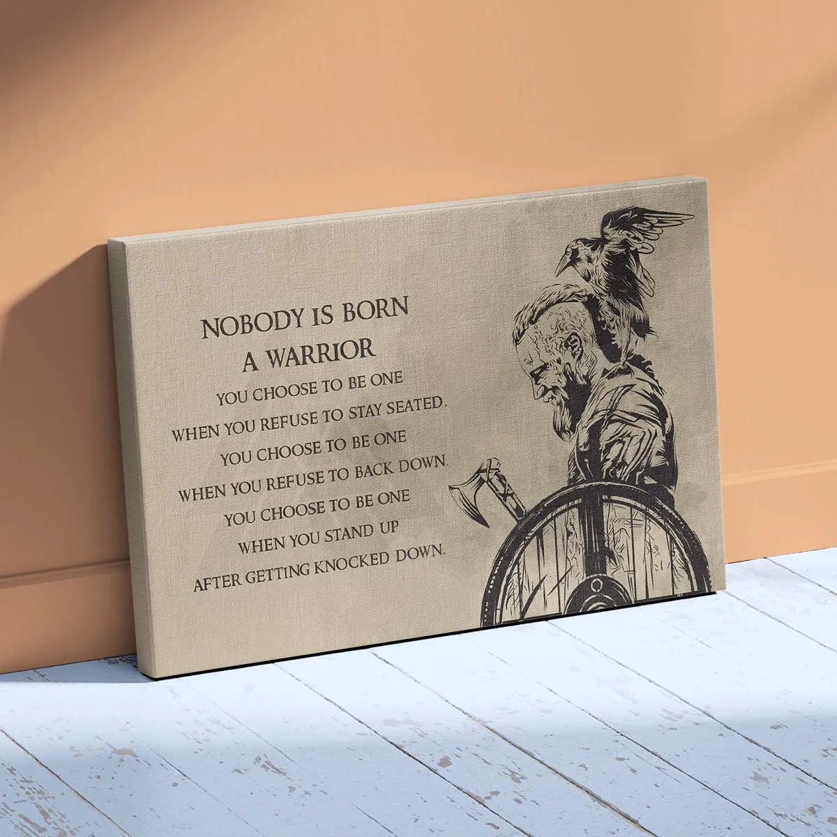 Viking Wall Art - Viking Poster - Viking Canvas - Nobody Is Born A Warrior - Ragnar Lodbrok - VK042 - Horizontal Poster - Horizontal Canvas