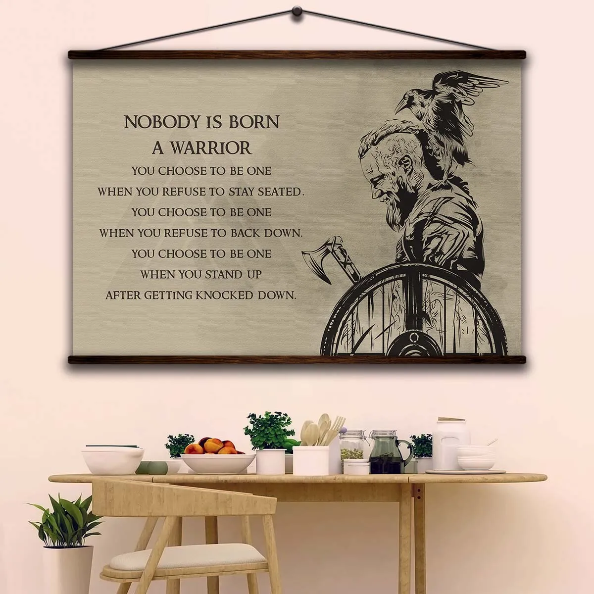Viking Wall Art - Viking Poster - Viking Canvas - Nobody Is Born A Warrior - Ragnar Lodbrok - VK042 - Horizontal Poster - Horizontal Canvas