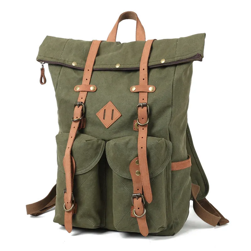 Vintage Voyager: Stylish Wax Canvas Backpack