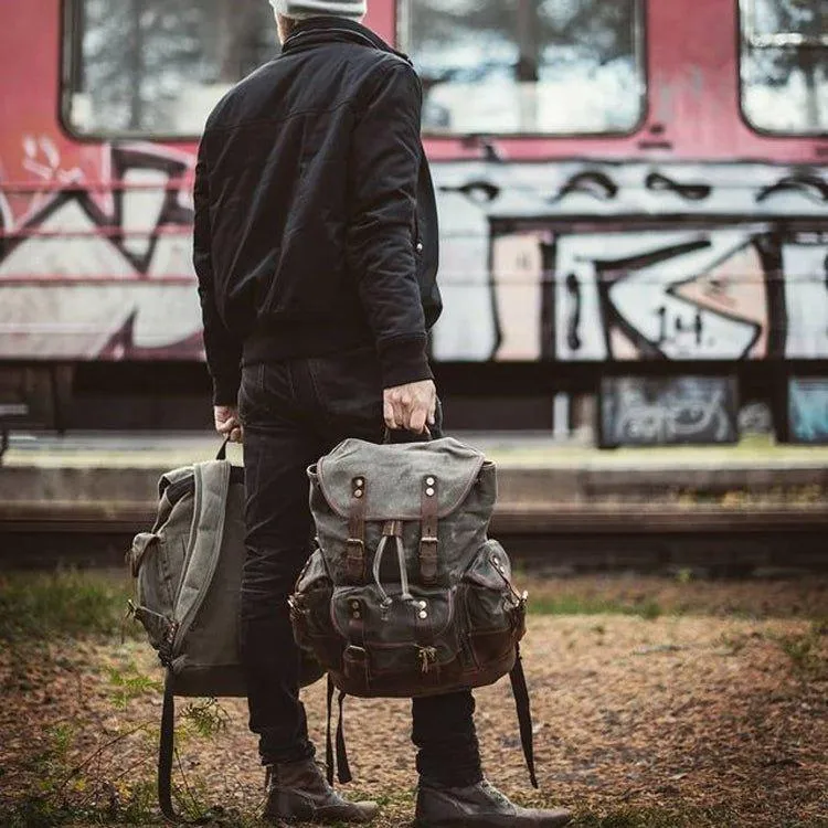 Vintage Waxed Canvas Backpack Waterproof for Men
