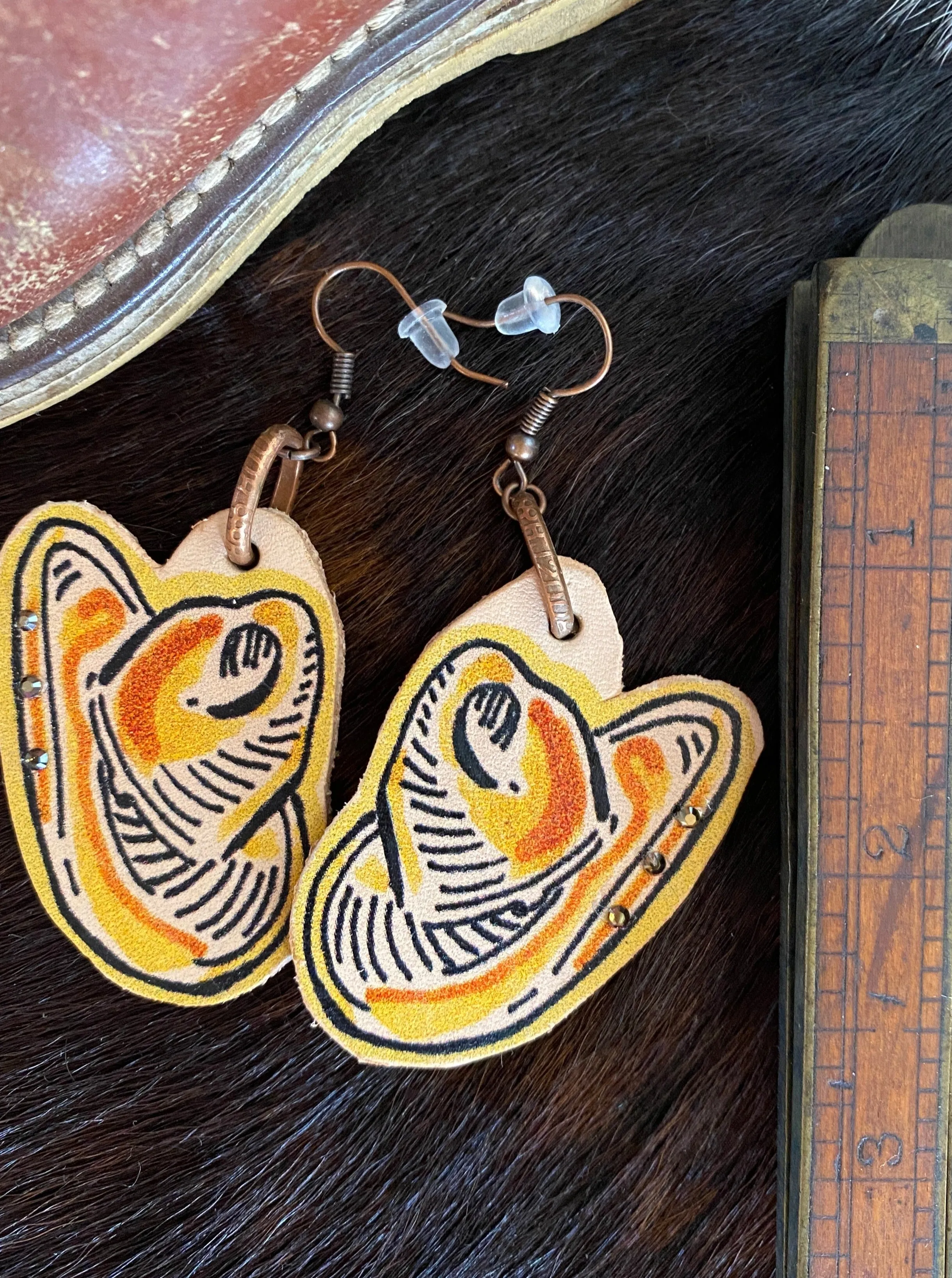 Vintage Yellow Hat Earrings