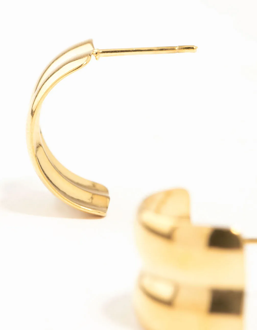 Waterproof Gold Plated Stainless Steel Double Chubby Hoop Earrings