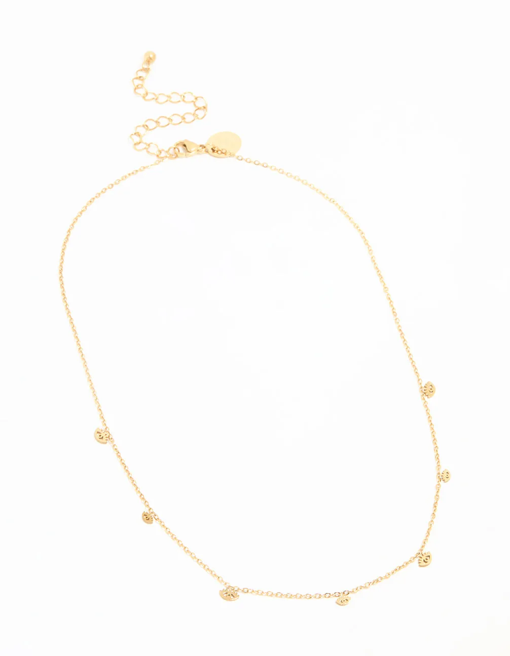 Waterproof Gold Plated Stainless Steel Evil Eye Charms Necklace