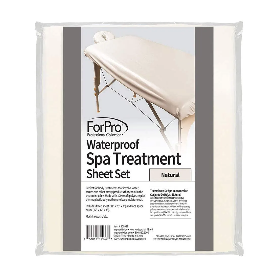 Waterproof Massage Table Cover, Protective Spa Treatment Sheet Set for Massage Tables, Machine Washable, Includes Massage Fitted Sheet and Face Rest Cover, Natural