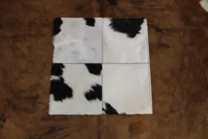 White Tricolor Cowhide Pillow Cover 20"x20"