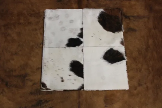 White Tricolor Cowhide Pillow Cover 20"x20"
