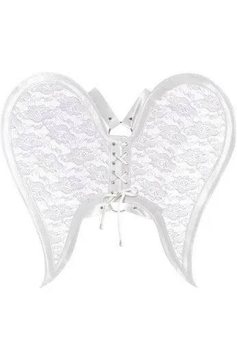 White/White Faux Leather & Lace Angel Wing Body Harness