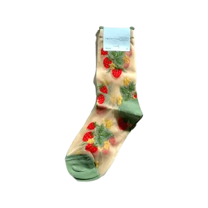 Wild Strawberry Sheer Crew Socks