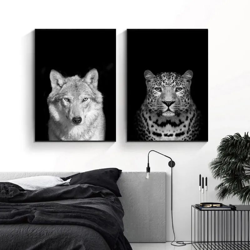 Wildlife Africa Wild Animals Black White Wall Art