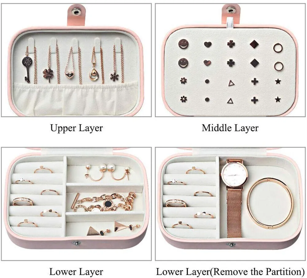 Women Portable Jewellery Box Travel Ornaments Ring Storage Organizer Makeup Case