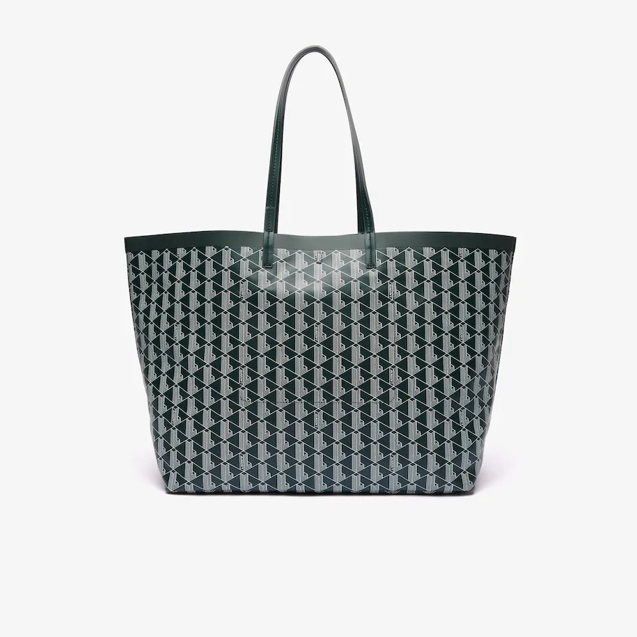 Women's Zely Canvas Monogram Large Tote Mono Sinople Farine