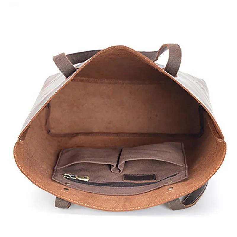 Woosir Brown Women Leather Tote Bag