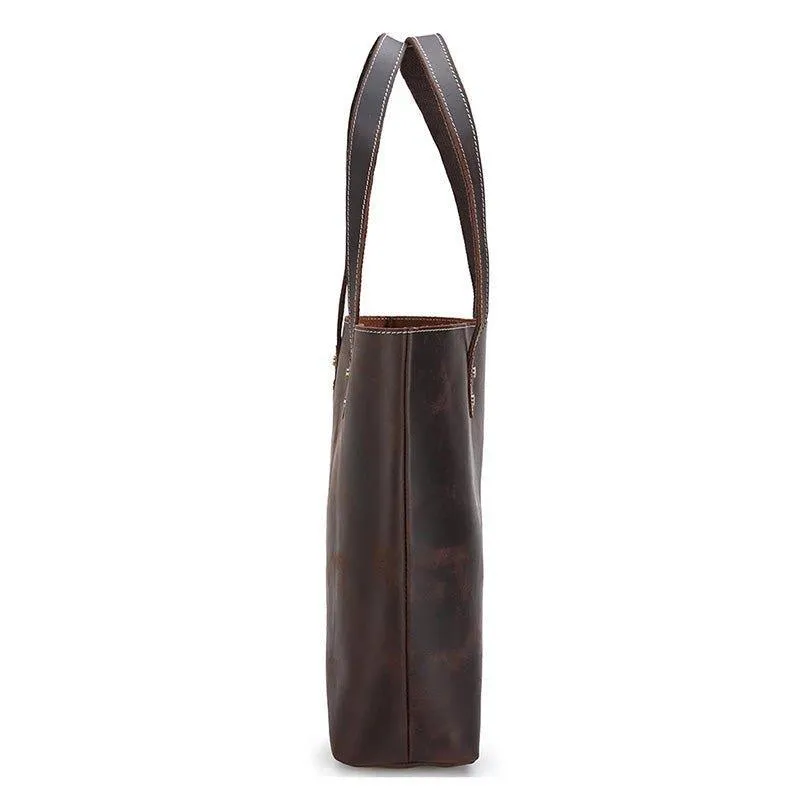 Woosir Brown Women Leather Tote Bag