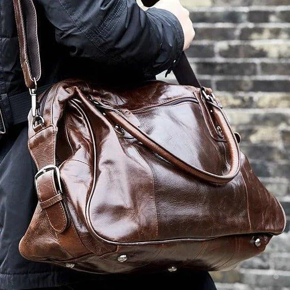 Woosir Vintage Leather Travel Bag Mens/ Womens