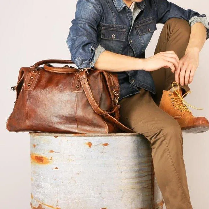 Woosir Vintage Leather Travel Bag Mens/ Womens