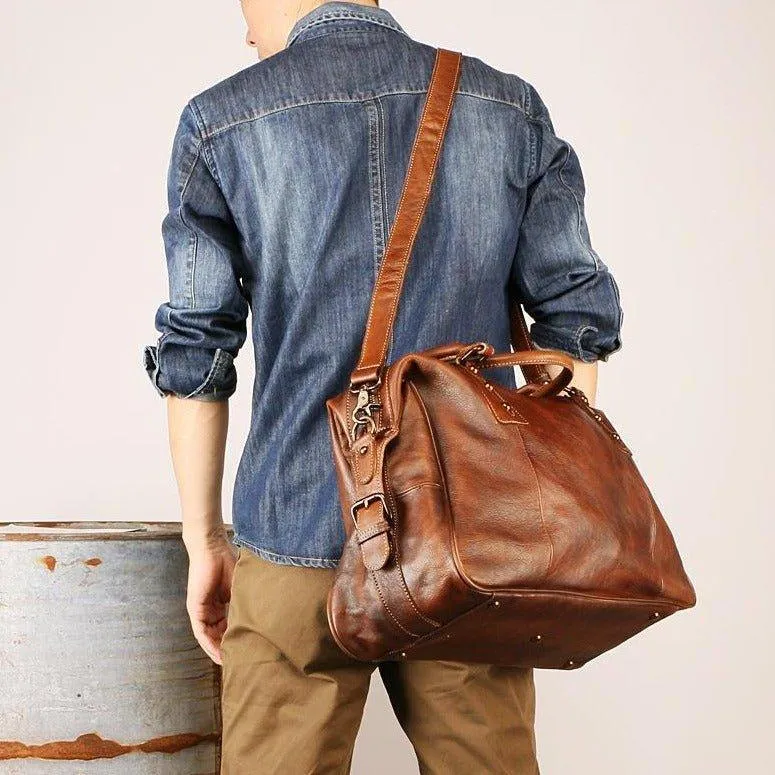 Woosir Vintage Leather Travel Bag Mens/ Womens