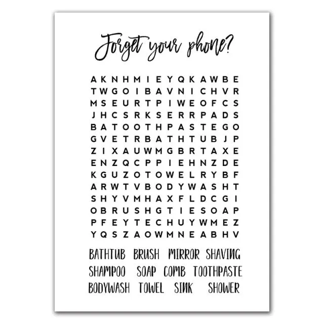 Word Search Compilation of Unframed Canvas