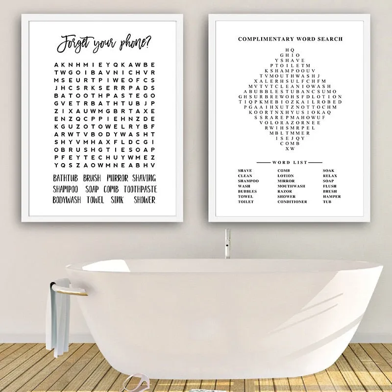 Word Search Compilation of Unframed Canvas