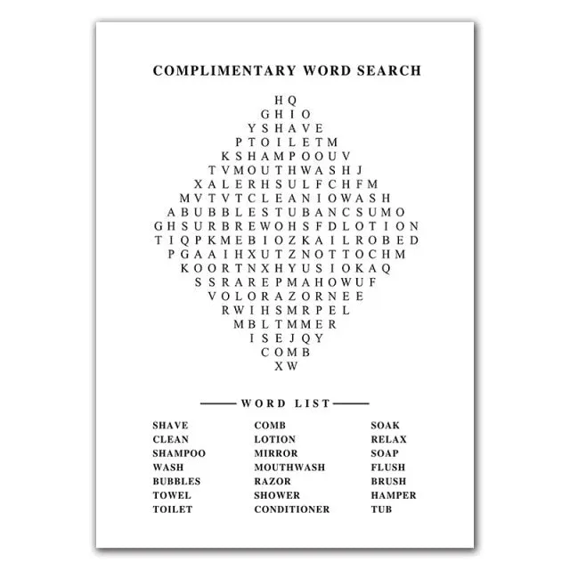 Word Search Compilation of Unframed Canvas