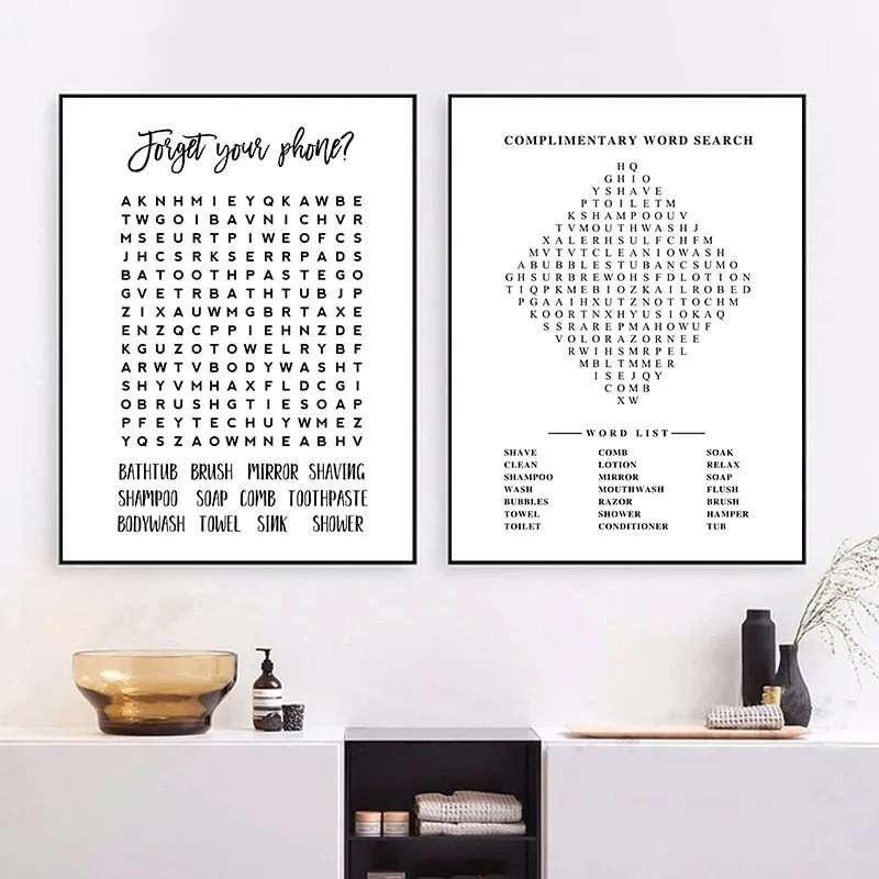 Word Search Compilation of Unframed Canvas