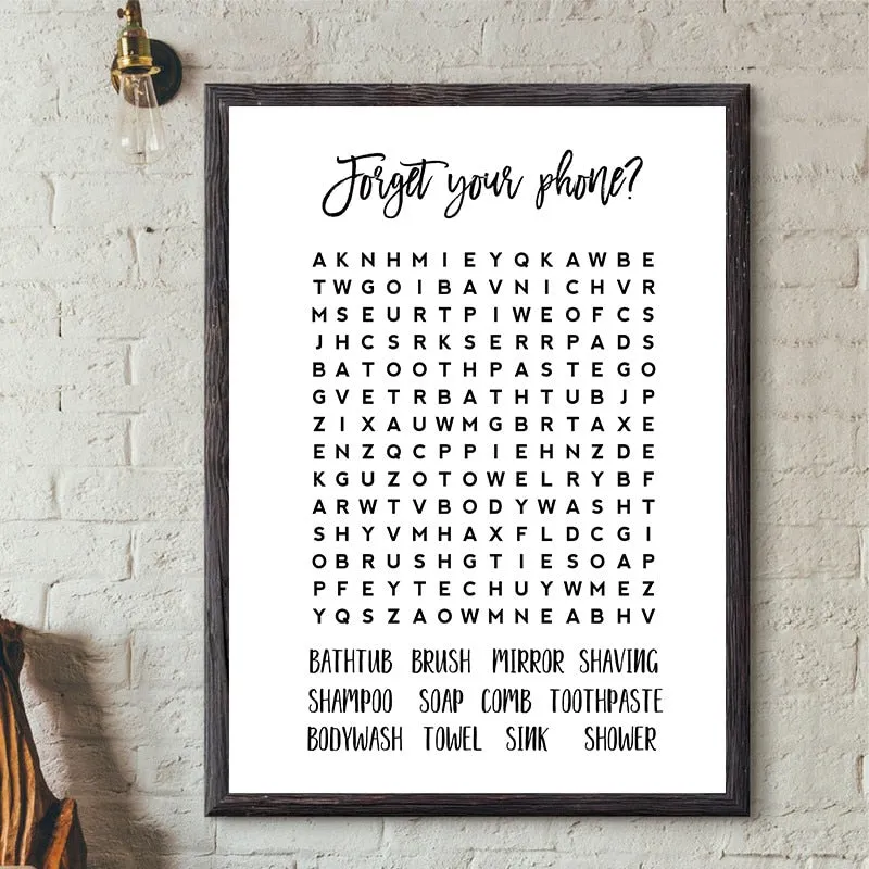 Word Search Compilation of Unframed Canvas