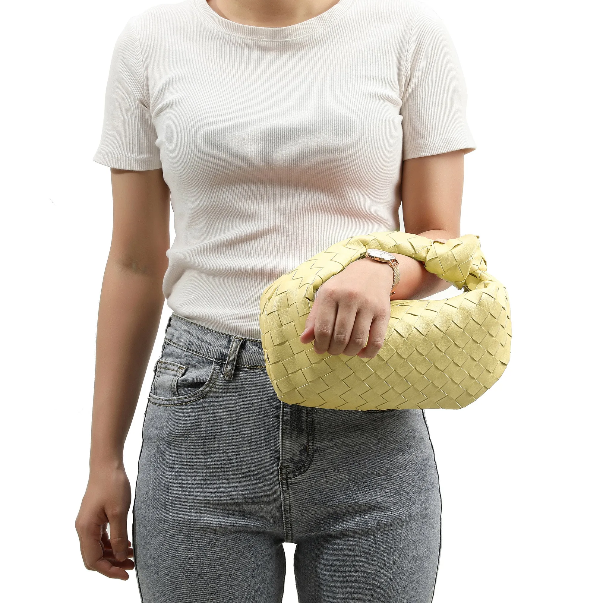 Woven Sheepskin Knot Bag Pouch
