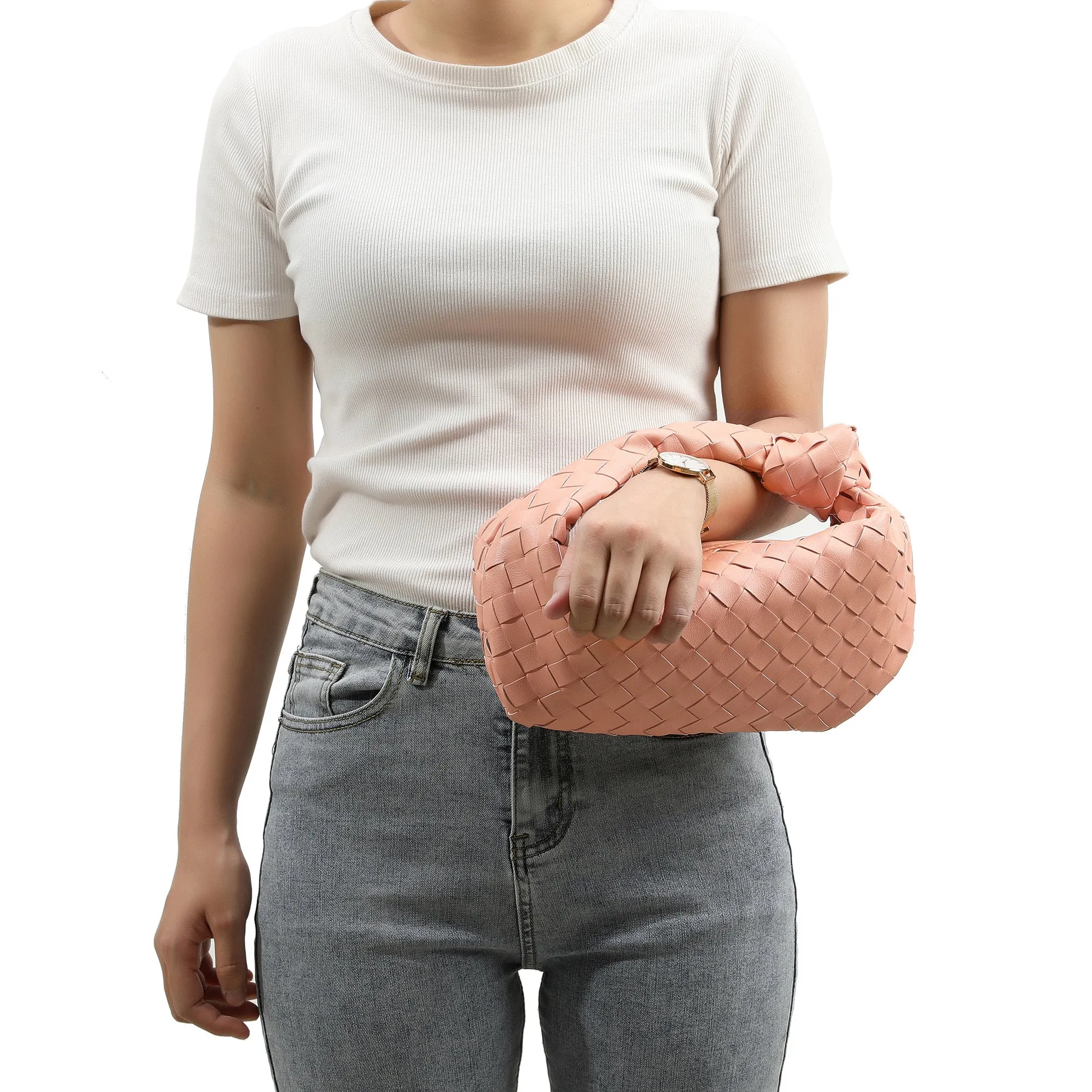 Woven Sheepskin Knot Bag Pouch