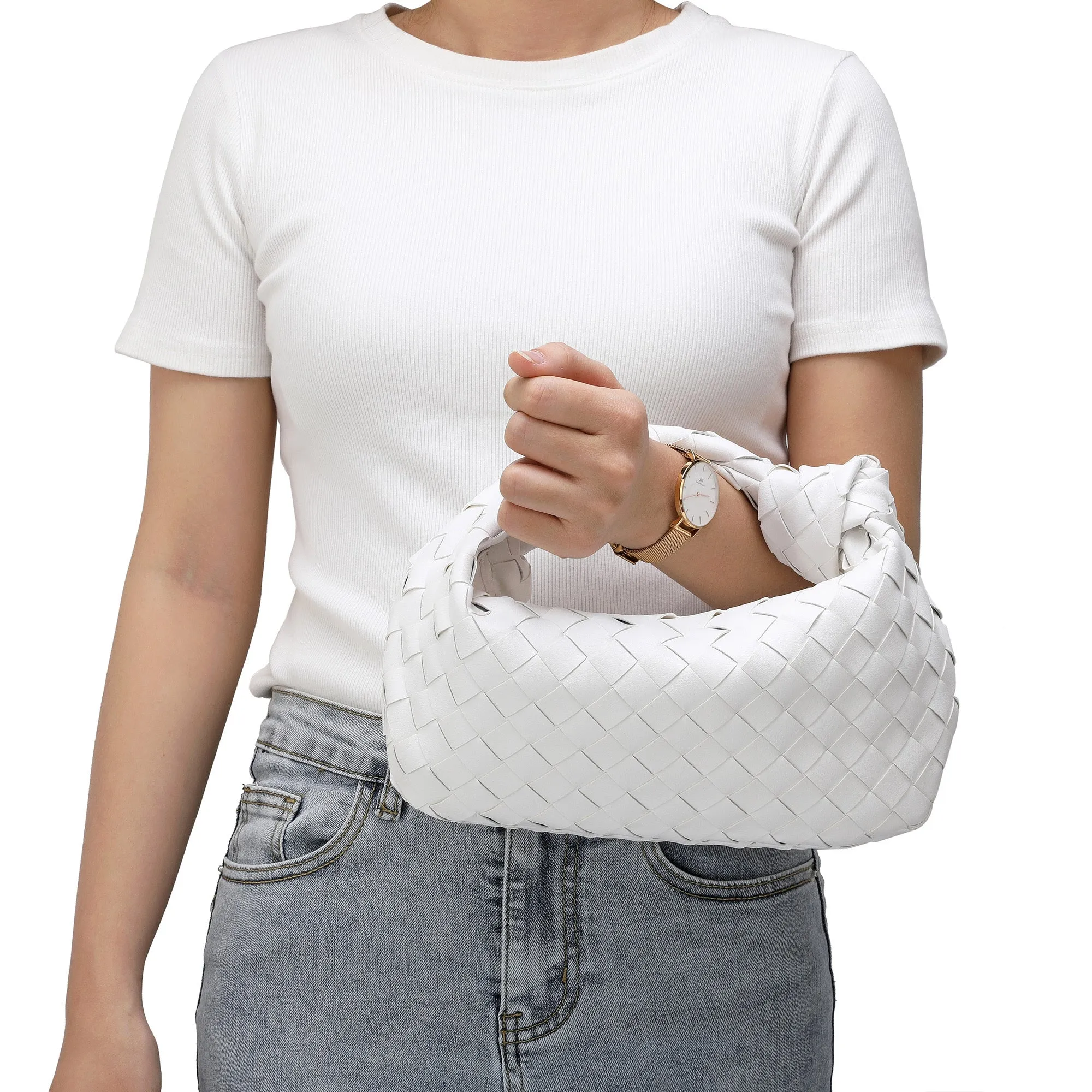 Woven Sheepskin Knot Bag Pouch