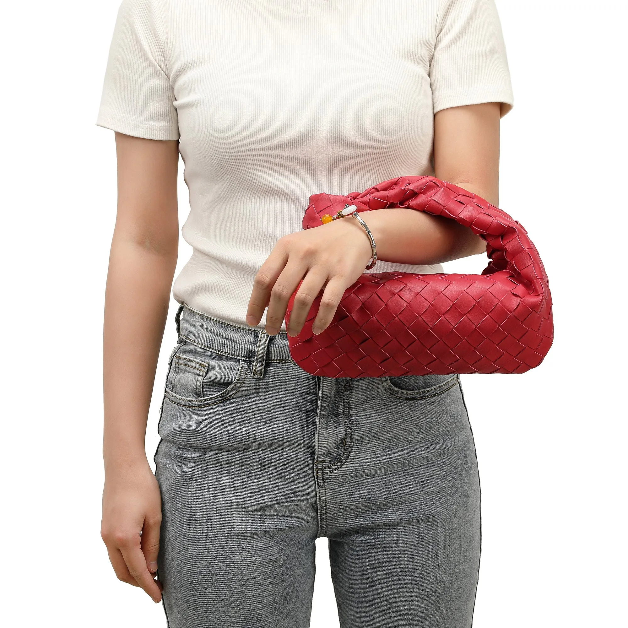 Woven Sheepskin Knot Bag Pouch
