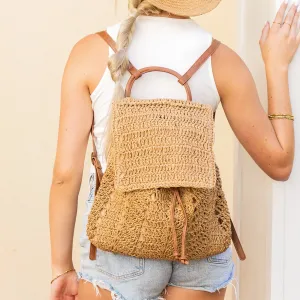 Woven Straw Backpack