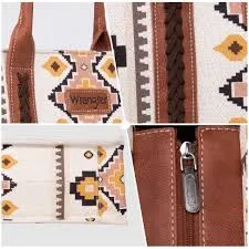 Wrangler Aztec Pattern Dual Sided Print Canvas Wide Tote