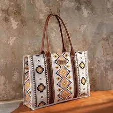 Wrangler Aztec Pattern Dual Sided Print Canvas Wide Tote