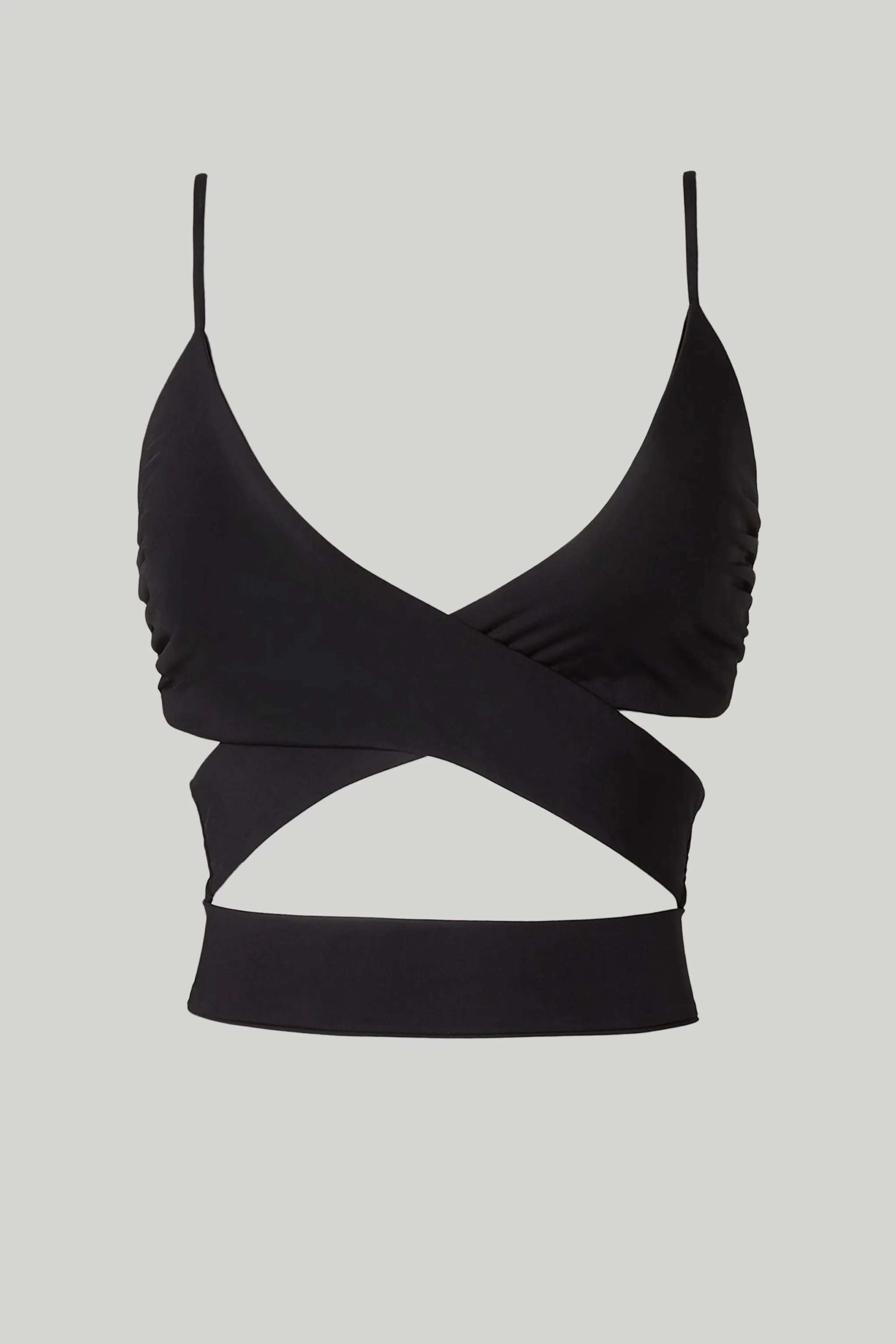 Wrap Bikini top V neckline with low rise bottom.