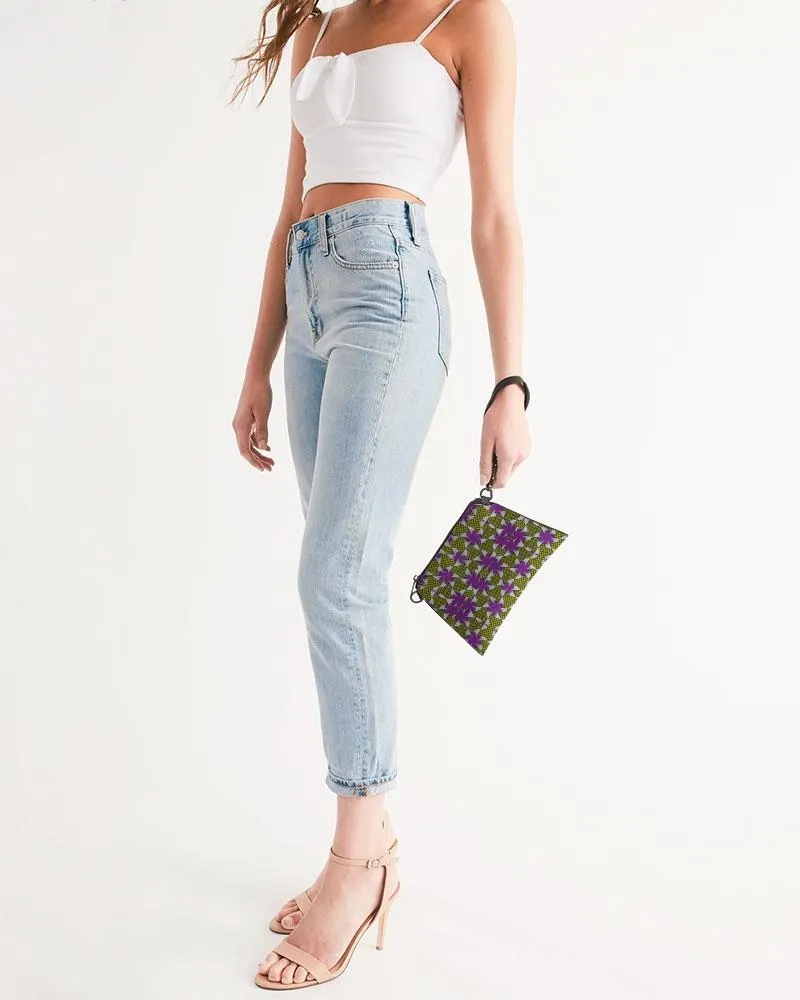 Yellow purple African Print Wristlet