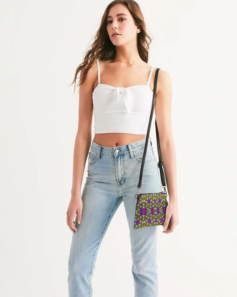 Yellow purple African Print Wristlet