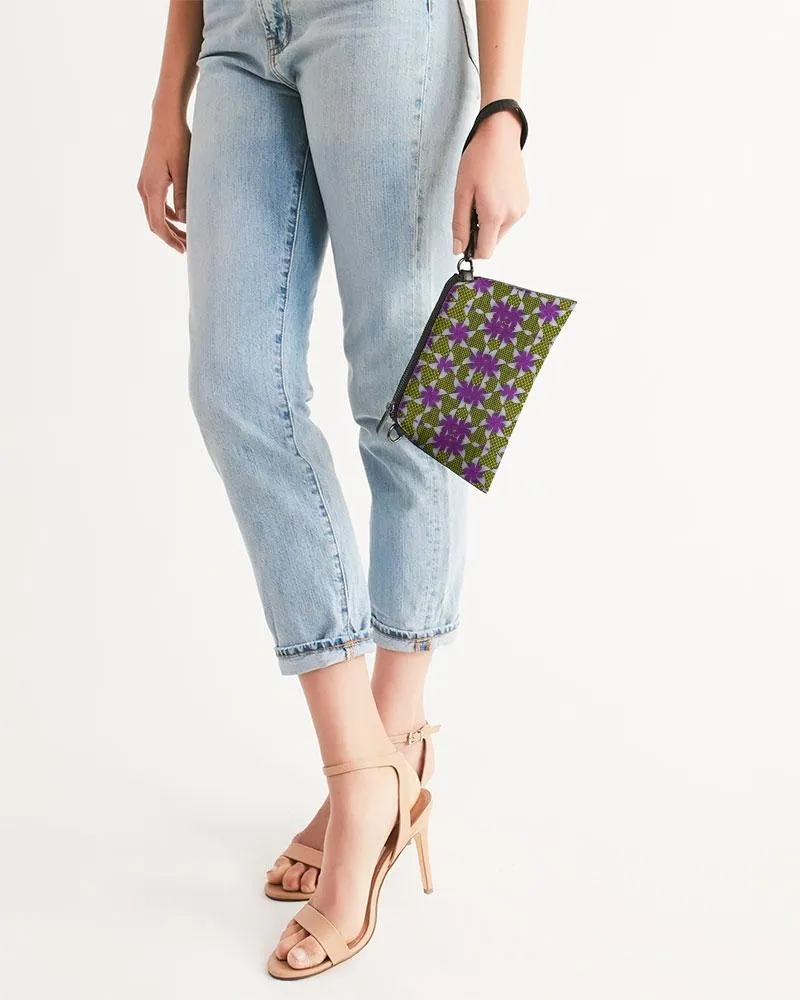 Yellow purple African Print Wristlet