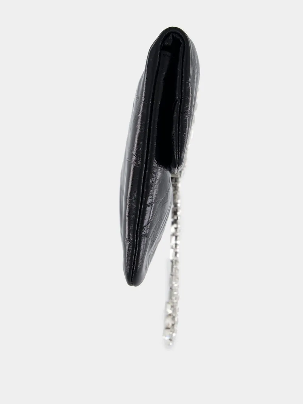 Zandra Black Vintage Metallic Leather Clutch Bag