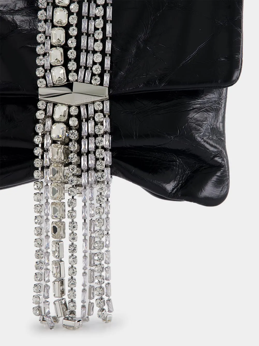 Zandra Black Vintage Metallic Leather Clutch Bag