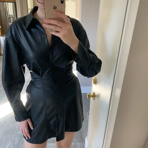 Zara belted faux leather dress